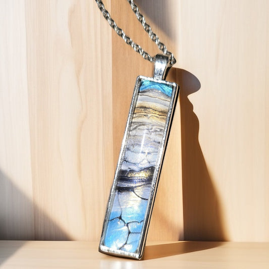 Coastal Sands rectangular pendant with 16in. Stainless steel chain